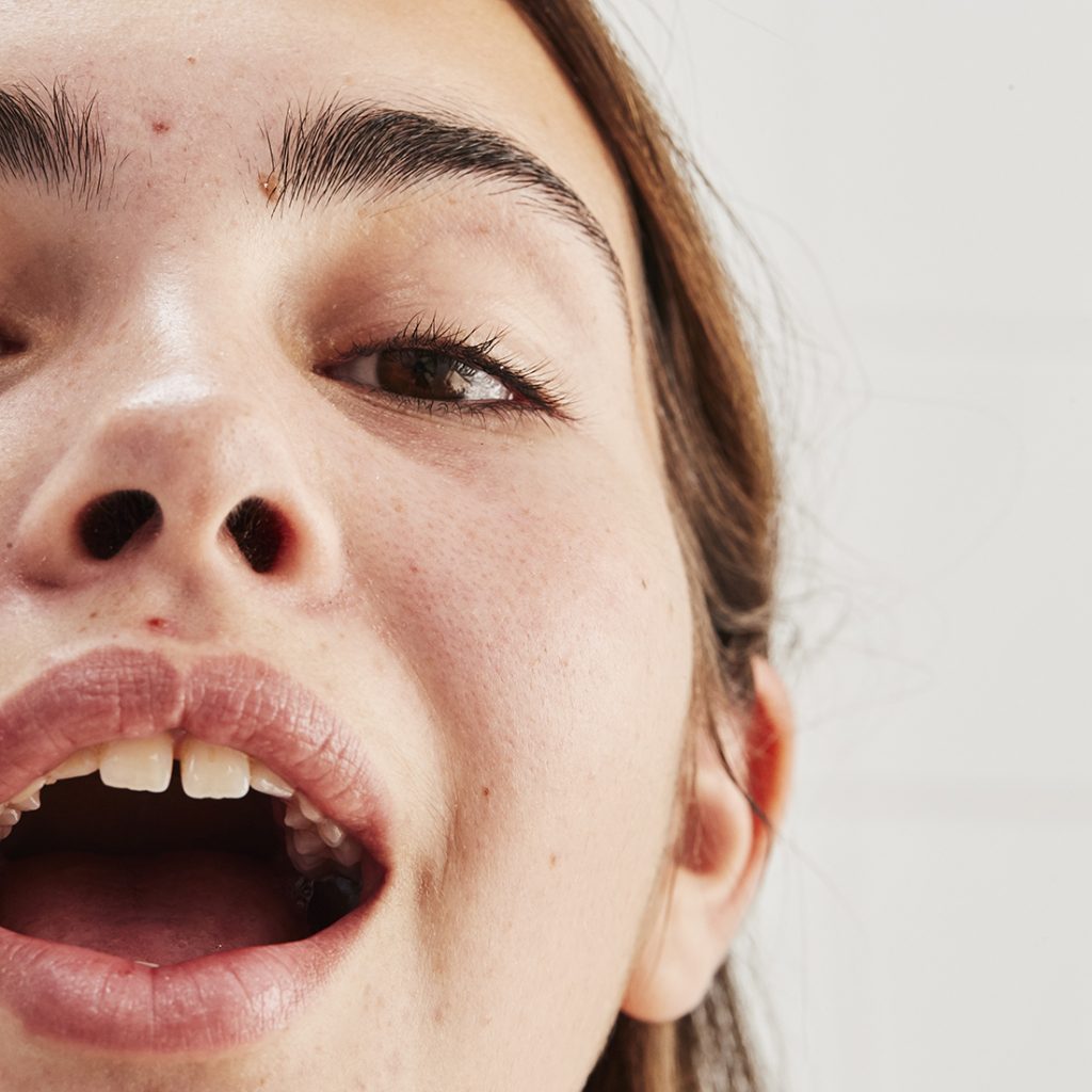 Extreme close-up of young model