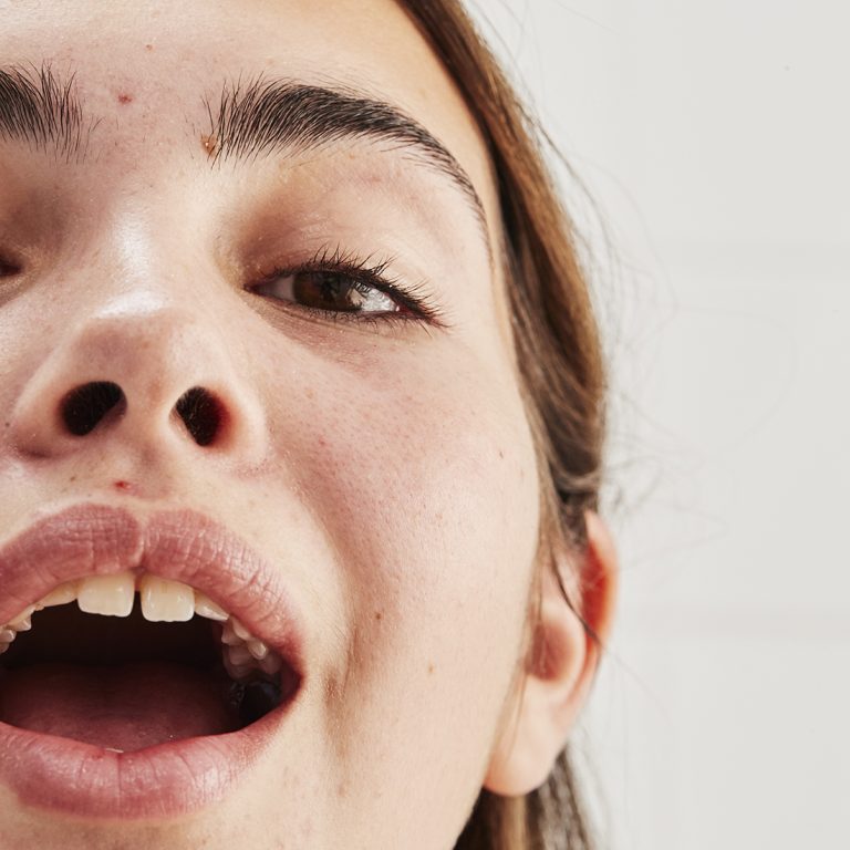Extreme close-up of young model