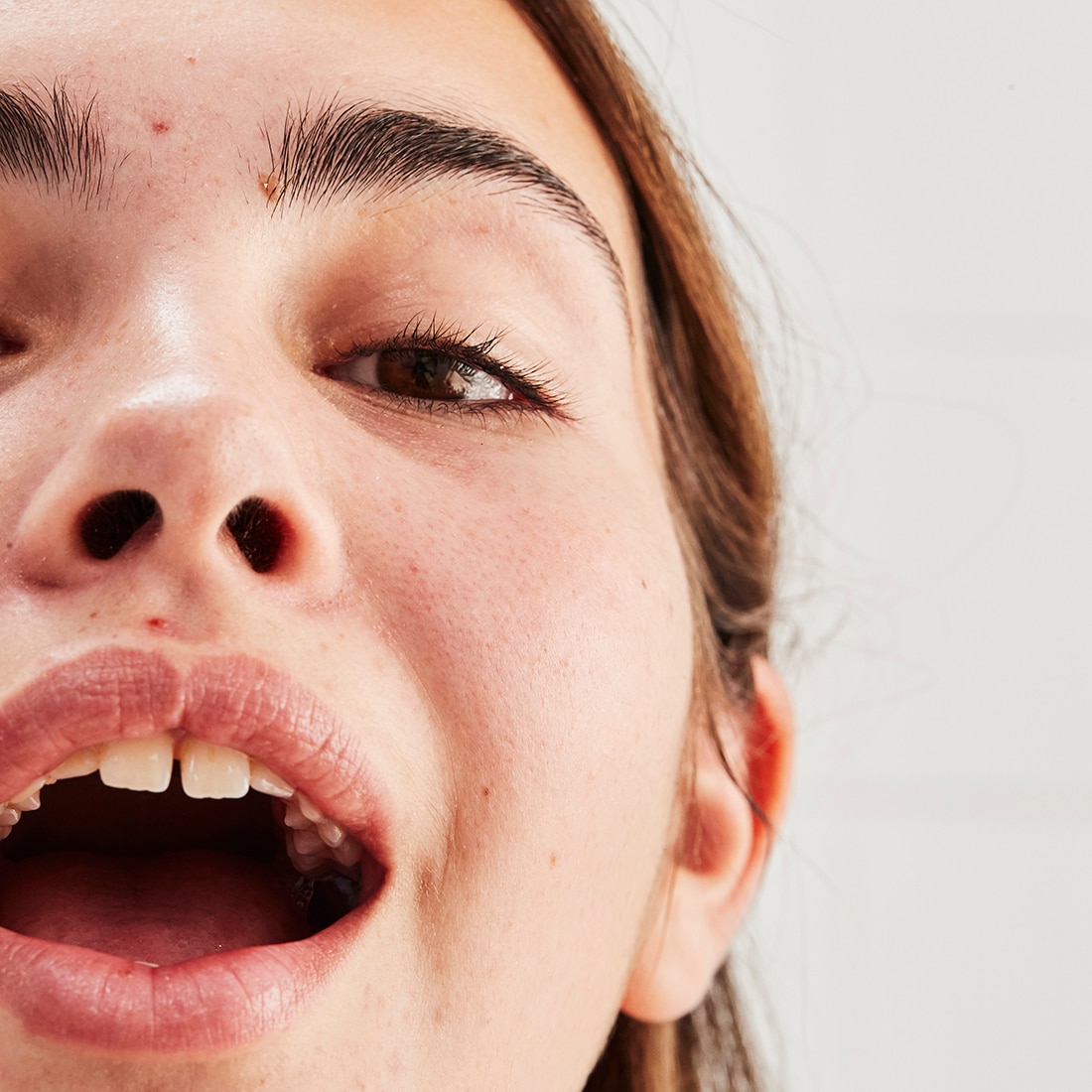Extreme close-up of young model