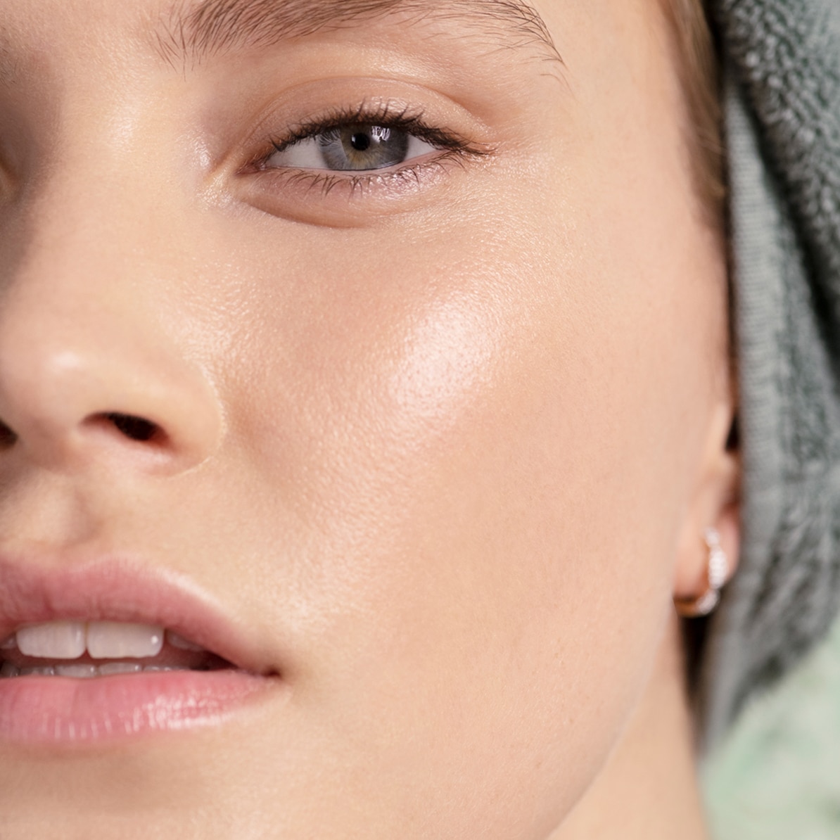 Closeup of model with fair skin.