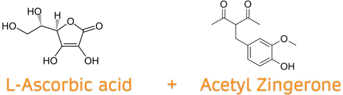 Molecular structure of L-Ascorbic acid & Acetyl Zingerone
