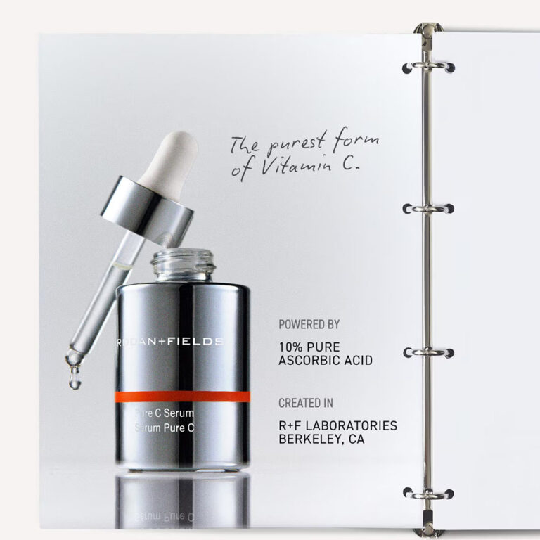 Imagine of Rodan + Fields Pure C Serum with Dr's notes, reading: The purest form of vitamin C. Powered by 10% pure ascorbic acid. Created in R+F Laboratories, Berkeley, CA